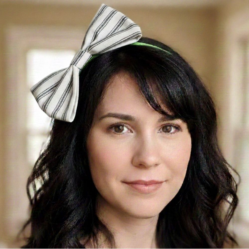 NEW Parisian Pinstripe Handmade Fabric Bow Headband